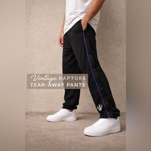 Nike Toronto Raptors Tear Away Pants Black Purple Snap Warm Up NBA Streetwear L